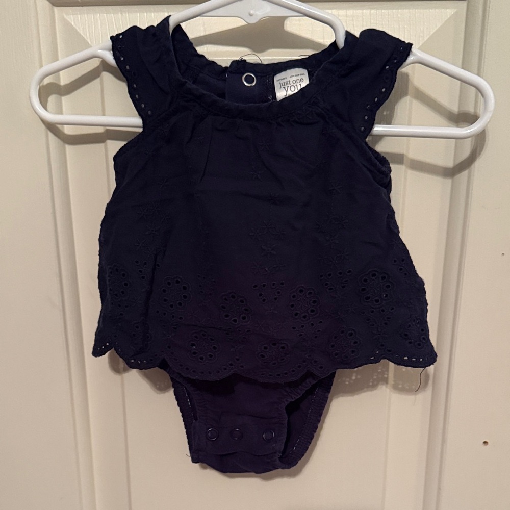 Navy Eyelet newborn Bodysuit